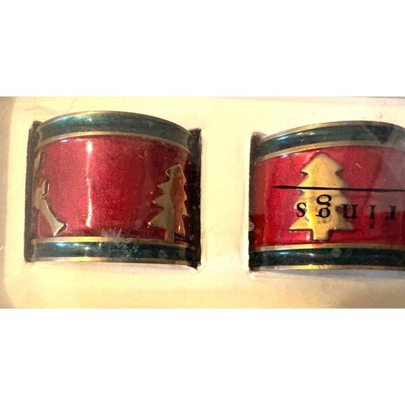 Pier 1  4 Christmas Napkin rings With Reindeer and Pine Trees  # 2727 - Picture 3 of 6
